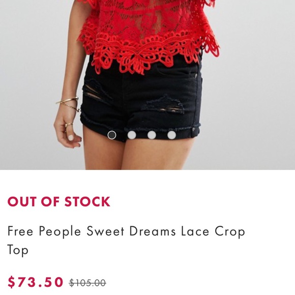 Free People Sweet Dreams Lace Crop Top Red - Picture 5 of 11